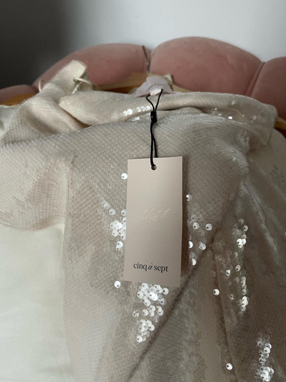 cinq à sept Sequin Slip Dress in Alabaster - Picture 4 of 4